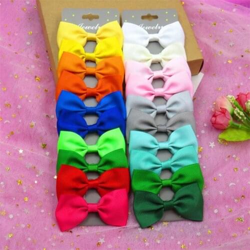 20PCS/SET With Card MIX Solid Boutique Grosgrain Ribbon Girl Bow Hair Clip Bow Hair Accessories Creativity Hairpin Headwear
