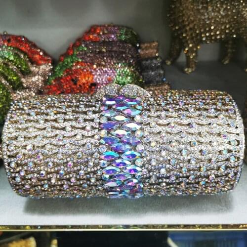 Women Gold Purple Red Crystal Evening Clutch Bags For Wedding Bridal Rhinestone Purses Party Minaudiere Handbag Clutches Bags