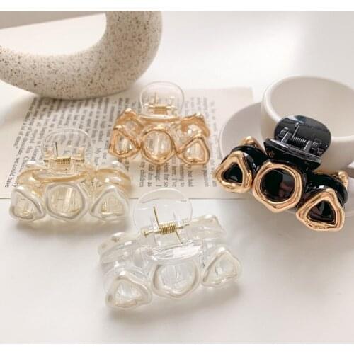 Hot Elegant Ins New Large Size Geometric Acrylic Hair Claw Pearl Shark Clip Crab Big Clamps for Women Hair Accessories
