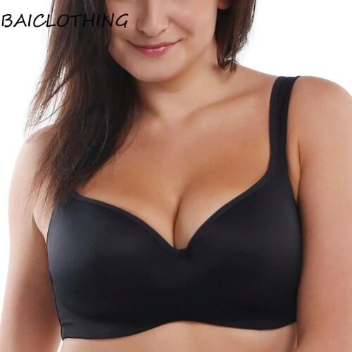 Womens No Poke Big Size Full Coverage Underwire Contour Balconette Push Up T-Shirt Bra for Female 34 36 38 40 42 44 B C D DD E
