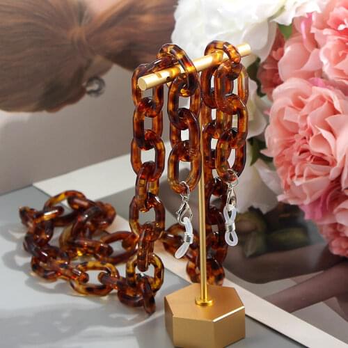 Flatfoosie 70cm Acrylic Leopard Face Mask Lanyard Glasses Chains For Women on the Neck Chic Sunglasses Lanyards Ear Hanging Rope