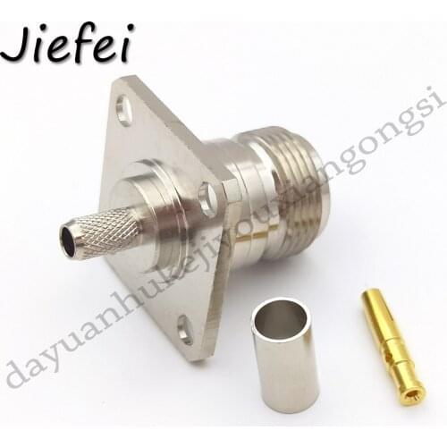 10-50Pcs Wholesale New N Female Jack RF Coax Connector Crimp RG58 RG142 RG400 LMR195 4-hole panel mount Nickel-plated