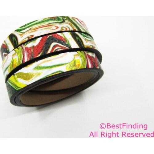 10mm Flat leather impressionism oil painting yellow color 10x2mm leather cord S1073