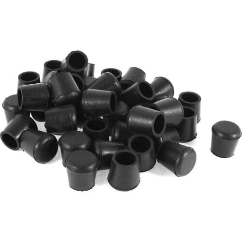 100% New 40 Pcs Black Rubber Chair Table Feet Pipe Tube Tubing End Caps 14mm