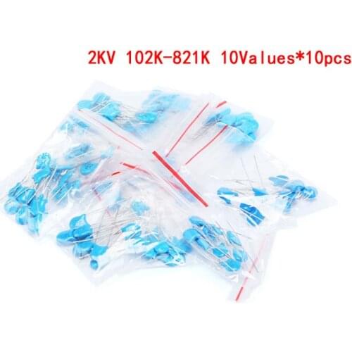 100pcs / lot, 102K 221K 332K 471K 472K 561K 681K 681K 821K 2KV high voltage ceramic capacitor classification kit