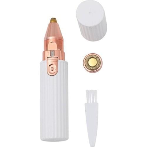2-in-1 Electric Eyebrow Trimmer Female Body Epilator Mustache Facial Hair Removal Painless Mini Shaver