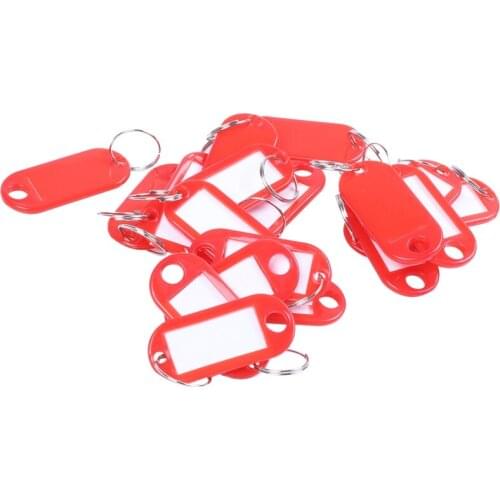20 Pcs Key ID Label Tags Split Ring Keyring Keychain Red