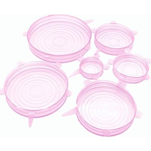 6 PCS Reusable Silicone Stretch Lids Food Wrap Bowl Pot Lid Preservative Film Plastic Wrap