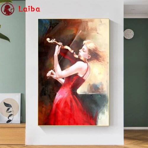 Diy Diamond Painting Abstract art, girl playing the violin diamond mosaic full square drill diamond embroidery home decor