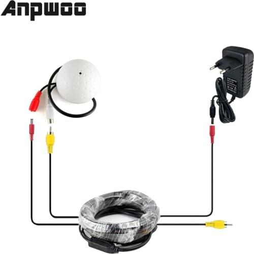 ANPWOO CCTV Microphone Security Camera Audio Mic Wide Range Microphone + 5m DC/AV Cab +Power Adapter For CCTV Cameras DVR System