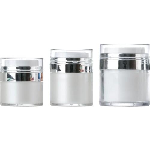 15g 30g 50g Airless Pump Jars Double-Wall Face Cream Cosmetic Container Refillable Acrylic Makeup Lotion Cream Airless Jar 10pcs