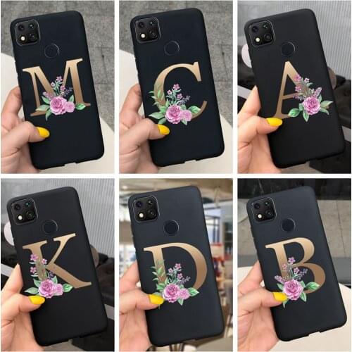 Alphabet Letter Black Phone Case For Samsung Galaxy A11 A21s A41 A51 A71 A10 A20 A30 A50 A70 A10s A20s A30s A50s M31s Soft Funda