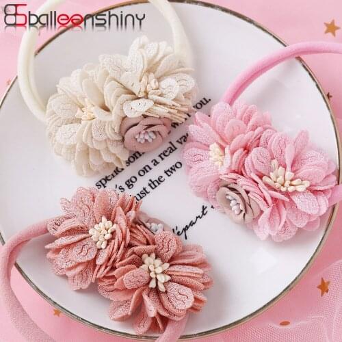 BalleenShiny 5colors Baby Hair Accessories Headband Simulation Stitching Flower Seamless No trace Hair Band Elastic Headdress