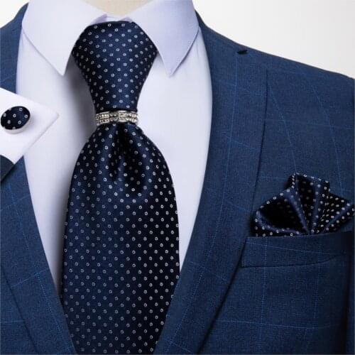 DiBanGu 4pcs Mens Wedding Tie Silk Necktie Pocket Square Cufflinks Ring Set Formal Business Party Fashion Necktie For Men