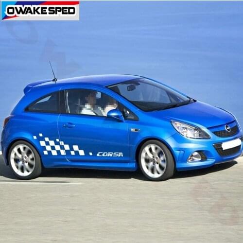 Car Both Side Body Decor Stickers Lattice Sport Styling Vinyl Decals For Opel Corsa OPC c e d Auto Door Accessories