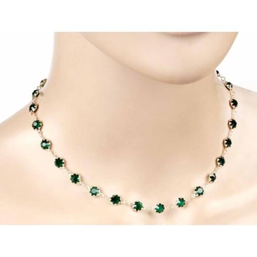 Elegant Simple Green CZ Choker Necklace Fashion Womens Wedding Engagement Chain Pendant Charming Ladies Party Jewelry Gifts