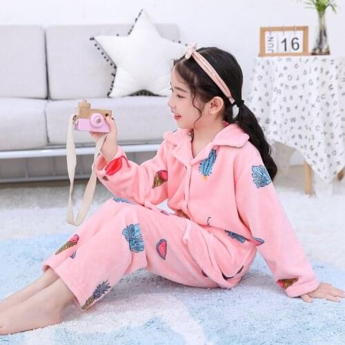 Flannel Baby Girls Boys Winter Warm Pajamas Toddler Girl Cartoons Kids Fall Clothes Pijamas Girls Size 8 9 10 11 12 Lounge Set