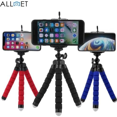 ALLOET Mini Flexible Sponge Octopus Tripod Selfie Stick Expanding Tripod Stand For Mobile Phone Camera With Phone Clip Holder