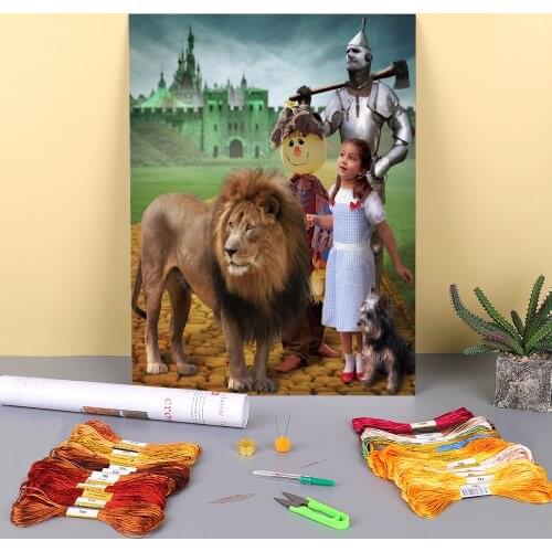 Woman Girl Printed Canvas 11CT Cross-Stitch DIY Embroidery Kit DMC Threads Handmade Painting Craft Handiwork Counted Floss