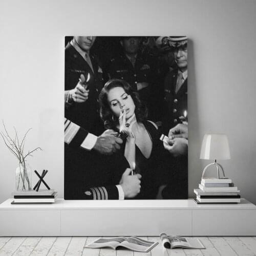 Black and White Canvas Painting Lana Del Rey Art Posters and Prints Cuadros Wall Art Picture for Living Room Home Decor Unframed