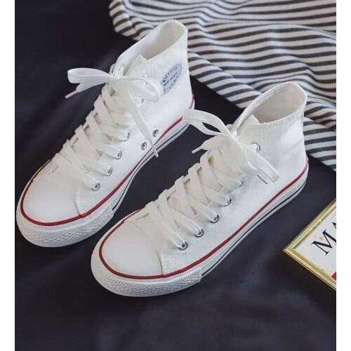 Ulzzang Classic High-top Canvas Shoes Women Casual White Black Lace Up Zapatos Harajuku Retro Skateboard Sneakers New Fashion