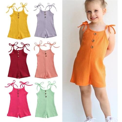 Toddler Baby Boy Girl Cotton Newborn Romper Baby Lace-up Summer Sleeveless Cotton Rib-knitted Jumpsuit Clothes Outfits JYF