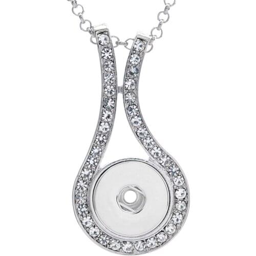 Trendy Rhinestone Elegant pendant snap necklace 60cm fit 18MM snap buttons Fashion jewelry DIY accessories XL0003