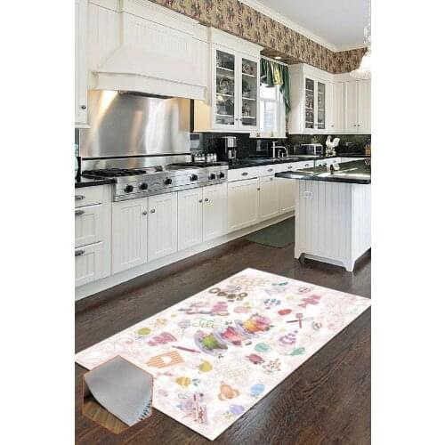 Washable Decorative Rectangle Fringed Kitchen Carpet Anti-Slip Kitchen Cup Decorative Carpet Mat Home Decoration Nonslip Rug