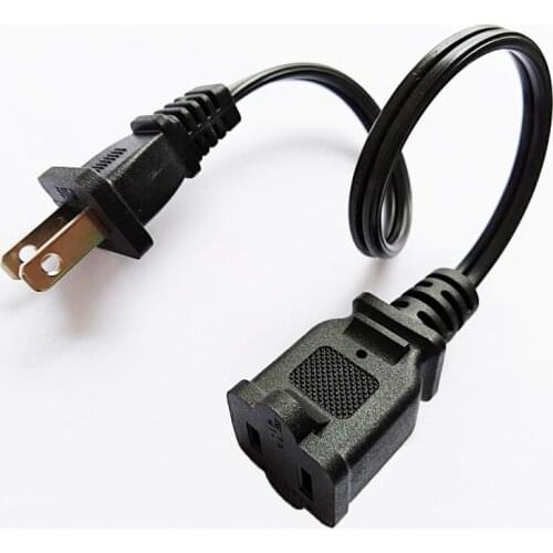 NCHTEK USA Canada 2 Prong Male to Female Power Extension Cord,Nema 1-15P/1-15R Power Cable About 30CM/Free DHL Shipping/100PCS
