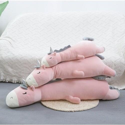 70/95/120 CM New Lying Unicorn Doll Long Sleeping Unicorn Horse Pillow Plush Toy Stuffed Animal Unicorn Women Kids Gift