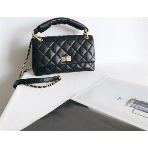 New Women 's Leather Crossbody Shoulder Bags Top Quality Lambskin Leather Real Leather Genuine Sheepskin Rhombus Chain Handbags