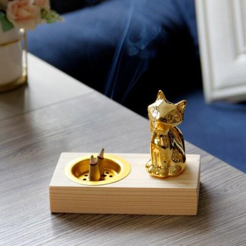 Simple and Modern Nordic Wooden Natural Pastoral Incense Burner Cute Middle East Arab Aromatherapy Incensory Golden Aroma Lamp