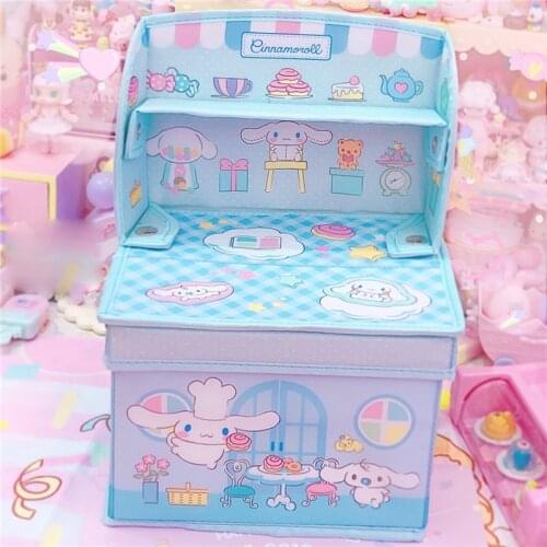 Creative Makeup Storage Box Cute Cartoon Drawer Storage House Desktop Plastic Organizer Jewelry Cosmetic Container Bookshelf Box