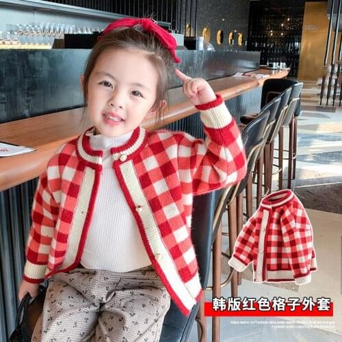 Girls Autumn Knit Cardigan Sweater New Autumn Sweater Coat Girl Foreign Style Sweater Girl Baby Woolen Coat
