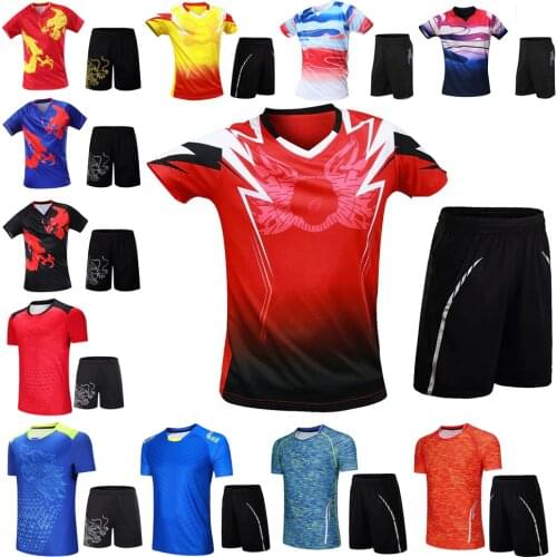 Men Women Shirt Tennis Sets , OV-Collar Athlete Badminton Shirts Shorts , Girls Boys Table Tennis Kits Ping Pong Sport Suits