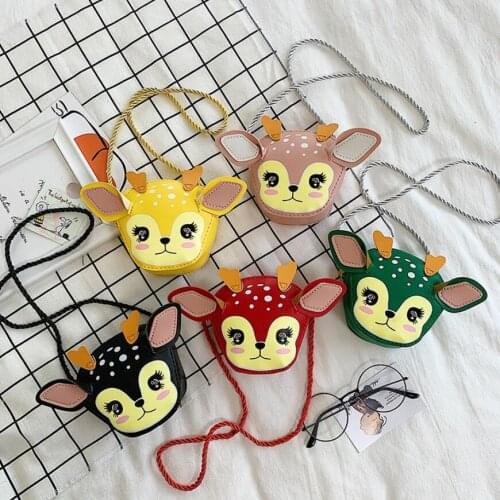 Hot Pretty Kids Girl Crossbody Mini Shoulder Bag PU Leather Cute Sika Deer Kids Girls Casual Messenger Bags Handbag