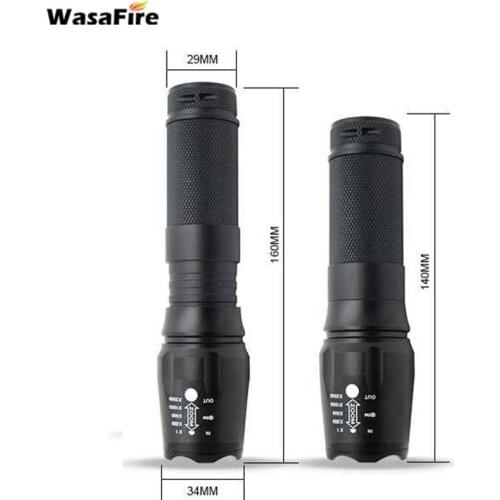 Self Defense Led Flashlight Powerful Zoomable Flash Light 1600 Lumens Camping Torch T6 Led Tourches With 18650 Battery + Charger