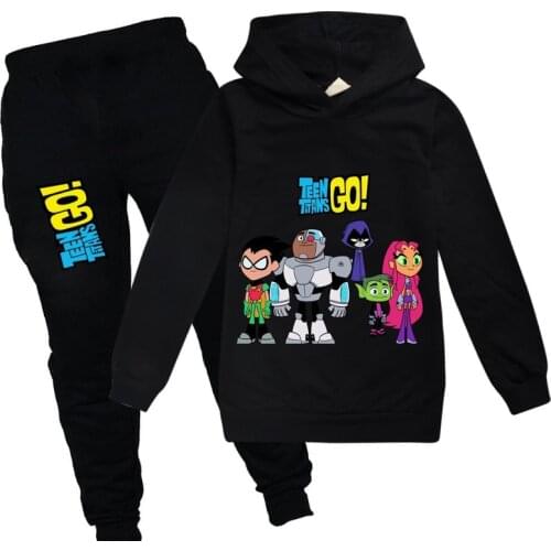 HOT Boys Girls Sweatshirt Teening Titans GO Kids Hoodies Spring Autumn Clothes Long Sleeve Cartoon Top Tees Children Clothing
