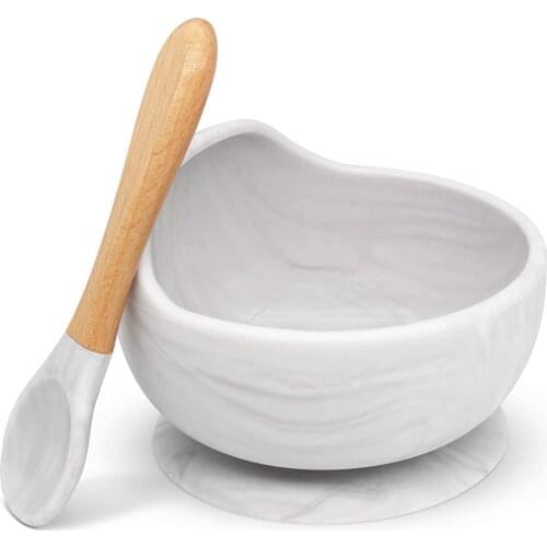 Baby Silicone Bowl Set and Spoon With Suction Plates Tableware 26 Color for Baby Feeding Teether Baby