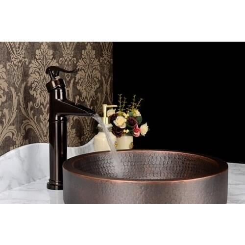 Vintage copper black bathroom counter basin faucet American washbasin antique platform faucet