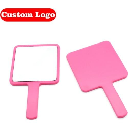 10 Pieces Hand Held Mirror Wholesale Simple Portable In Bulk New Design Square Shape Cosmetic Pink Mini Hand Mirror For Woman