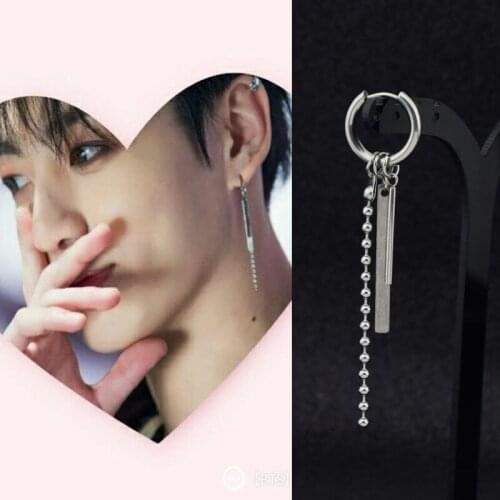 1 pc KPOP Bangtan Boys Jung kook same Vintage Stud Earring Fashion Stainless steel Pendant Earring Punk jewelry men women