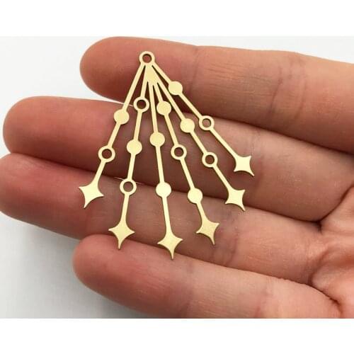 2pcs Raw Brass Geometric Drop Dangle Earring Charm Pendant, Moon Stars Earring Charm, Earring Findings Jewelry Supplies