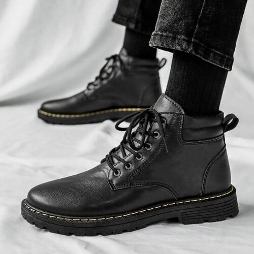 2020 Men Fashion Boots New Arrival Britsh Vintage Leather Boots Shoes Men Boots Autumn Winter Design Mens Ankle Boots R12-54
