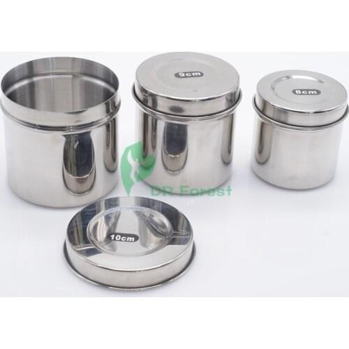 3pc Stainless Steel Cotton Ball Gauze Tampon Jar Holder Dispenser Dental Medical