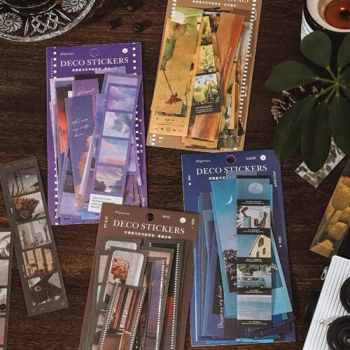 40 PCS Washi Paper Romantic Twilight Galaxy Flower Decorative Stickers for Scrapbooking Planners DIY Journal Stationery