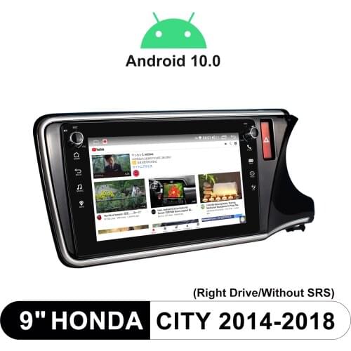 9 Inch Android 10.0 Head Unit 1280*720 Car Radio With Carplay Android Auto GPS Naviagtion For Honda City 2014-2018（Right Drive