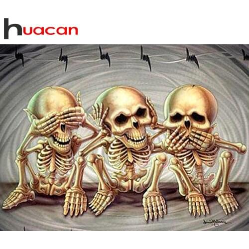 Huacan Diamond Mosaic Full Layout Skull Diamond Embroidery Horror 5d Diamond Painting Full Square/Round Diamond Art