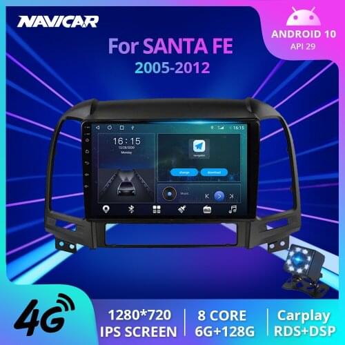 NAVICAR 2Din Android10.0 Car Radio For Hyundai SANTA FE 2005-2012 Stereo Receiver GPS Navigation Auto Radio DSP Car Receiver IGO