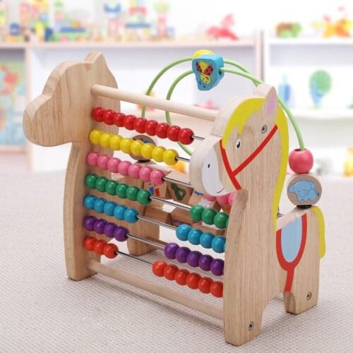 Wooden multi-function flip pony color beads calculation frame children early education educational toys M120